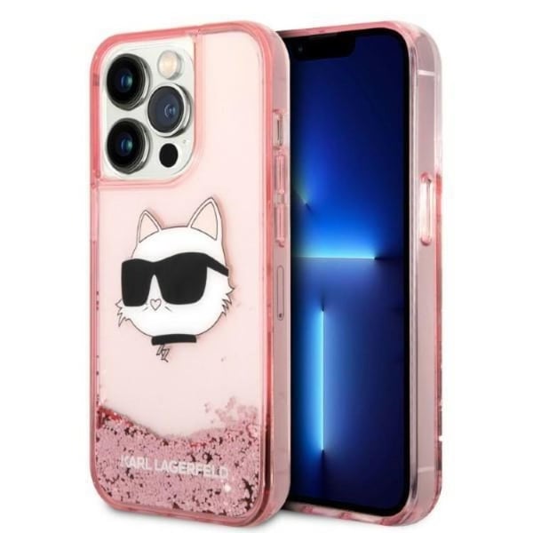 Karl Lagerfeld iPhone 14 Pro Etui Glitter Choupette Head - Lyserød