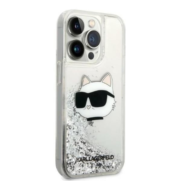 Karl Lagerfeld iPhone 14 Pro Max Skal Glitter Choupette Head - Silver