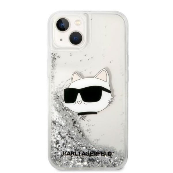 Karl Lagerfeld iPhone 14 Plus Skal Glitter Choupette Head - Silver