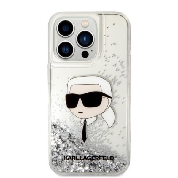 Karl Lagerfeld iPhone 14 Pro Skal Glitter Karl Head - Silver