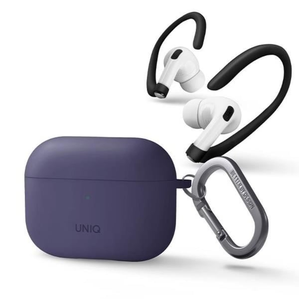 UNIQ AirPods Pro 2 Skal Nexo Silikon med Ear Hooks - Fig Lila