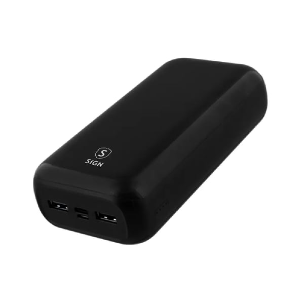 Sign Powerbank 30.000mAh USB-C & USB-A - Sort