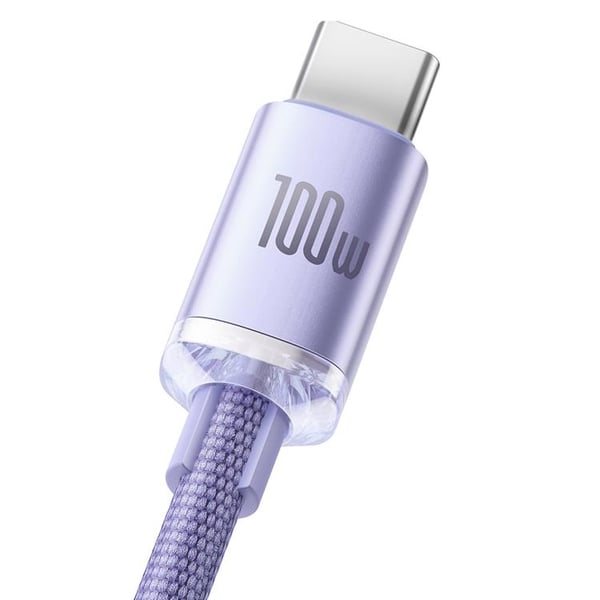 Baseus Crystal USB-C til USB-A kabel 100W 1.2m - Lilla