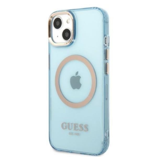 GUESS iPhone 13 Skal MagSafe Gold Outline Translucent - Blå