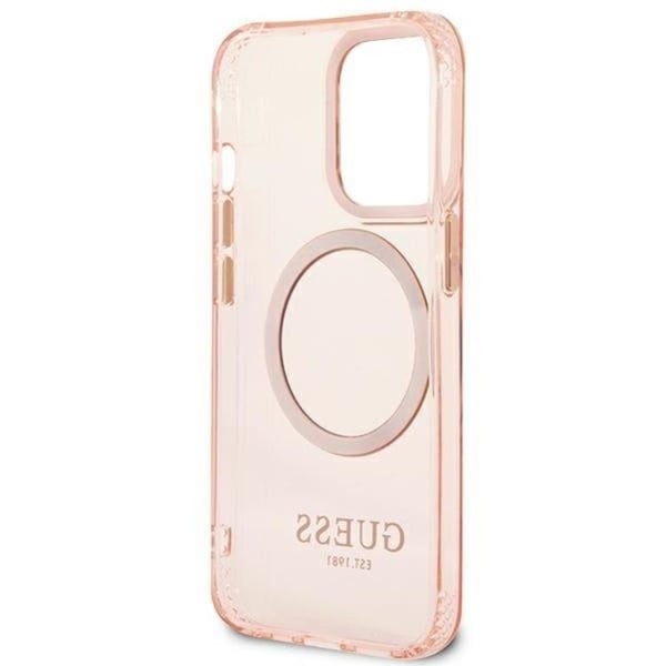 GUESS iPhone 13 Pro Max Skal MagSafe Gold Outline Translucent - Rosa