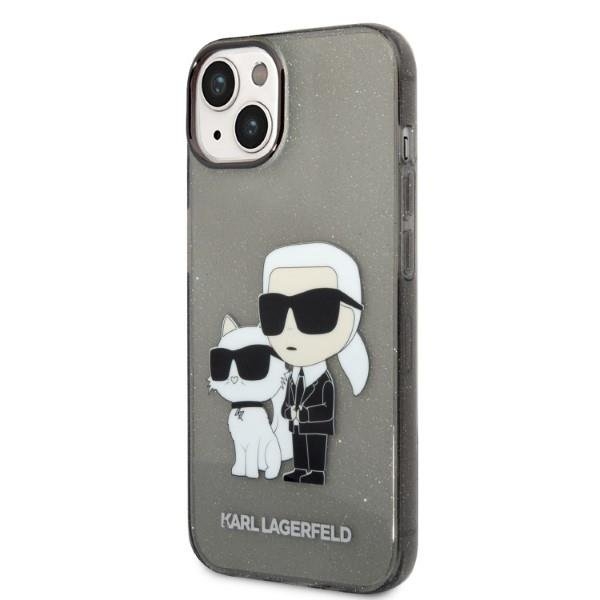 Karl Lagerfeld iPhone 14 Plus Skal IML GLIT NFT Karl & Choupette - Svart