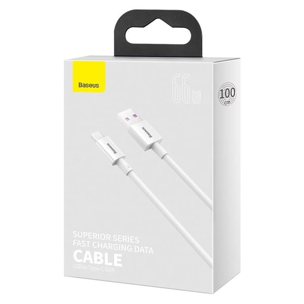 Baseus Superior USB-C til USB-A kabel 66 W 1m - Hvid
