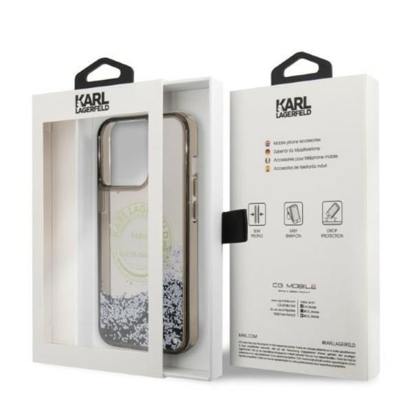 Karl Lagerfeld iPhone 14 Pro Max Skal Liquid Glitter RSG - Svart