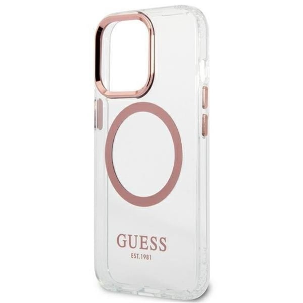Guess iPhone 13 Pro Skal Magsafe Metal Outline - Rosa