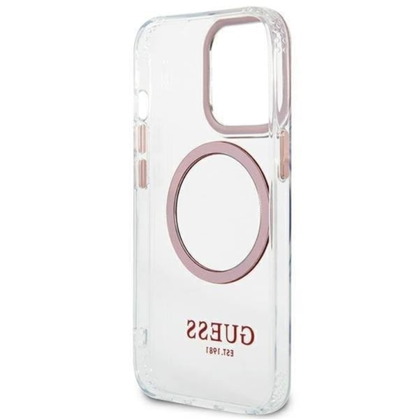 Guess iPhone 13 Pro Skal Magsafe Metal Outline - Rosa