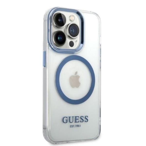 GUESS iPhone 14 Pro Skal Magsafe Metal Outline - Blå
