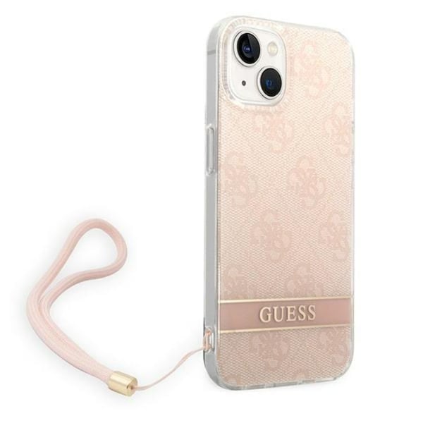 GUESS iPhone 14 Plus Skal Print Strap - Rosa