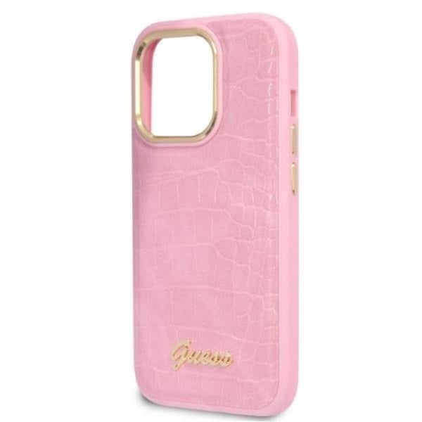 GUESS iPhone 14 Pro Skal Croco Collection - Rosa