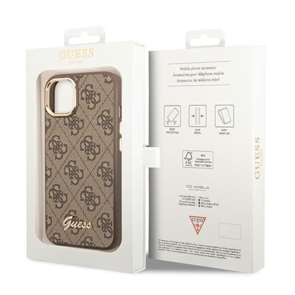 GUESS iPhone 14 Plus Skal Vintage Gold Logo - Brun