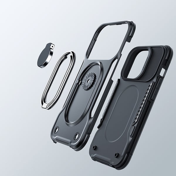 Joyroom iPhone 14 Skal Ringhållare Dual Hinge - Svart