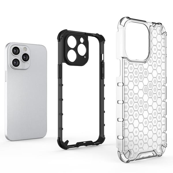 iPhone 14 Pro Max Skal Honeycomb Armored Hybrid - Blå
