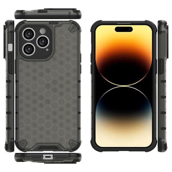 iPhone 14 Pro Skal Honeycomb Armored Hybrid - Svart