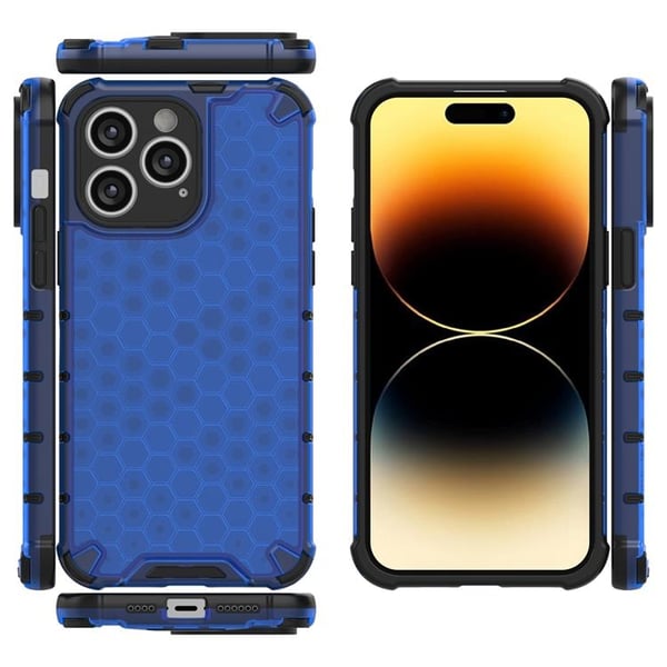iPhone 14 Pro Skal Honeycomb Armored Hybrid - Blå