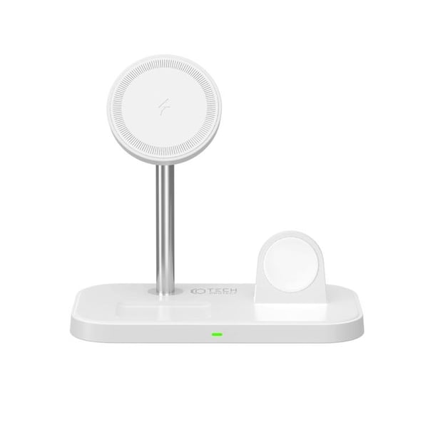 3-i-1 Trådløs Oplader Magsafe iPhone Apple Watch AirPods - Hvid