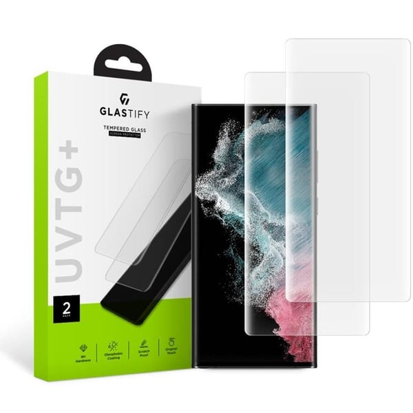 Glastify [2-pakkaus] Galaxy S23 Ultra karkaistu lasinen näytönsuoja - Kirkas
