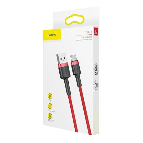 Baseus Cafule USB-C til USB-A kabel 3A 0.5M - Rød