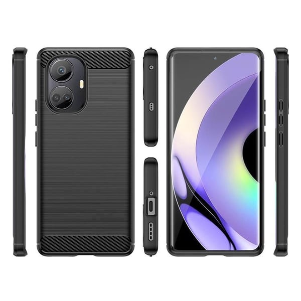 Realme 10 Pro Plus Skal Silicone Carbon - Svart