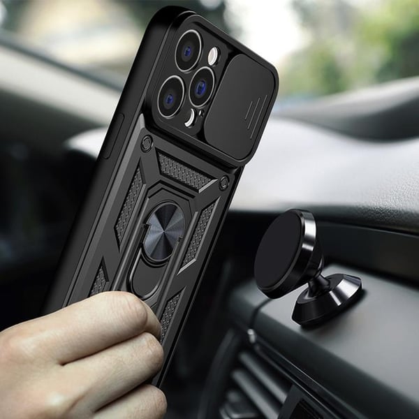 iPhone 14 Pro Skal med Ringhållare Hybrid Armor Camshield - Blå
