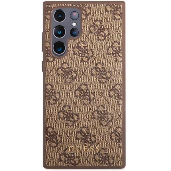 Guess Galaxy S23 Ultra Skal Metall Gold Logo - Brun