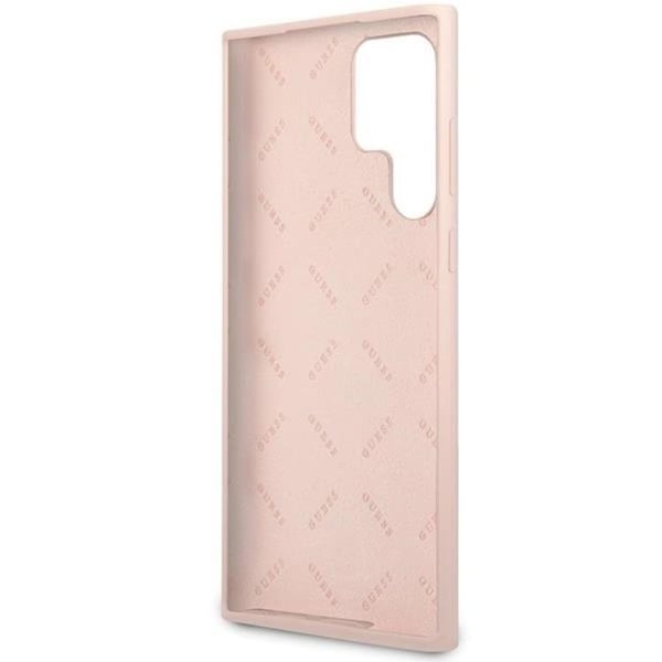 Guess Galaxy S23 Ultra Skal Silicone Script Metal Logo - Rosa