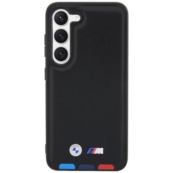 BMW Galaxy S23 Plus Skal Läder Stamp Tricolor - Svart
