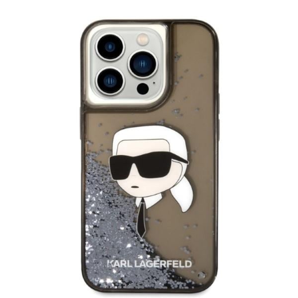 Karl Lagerfeld iPhone 14 Pro Skal Liquid Glitter Head - Svart