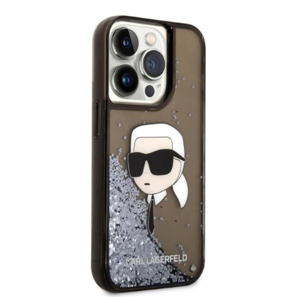 Karl Lagerfeld iPhone 14 Pro Max Skal Liquid Glitter Head - Svart