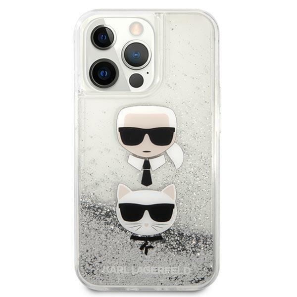 Karl Lagerfeld iPhone 13 Pro/13 Skal Liquid Glitter Head - Silver