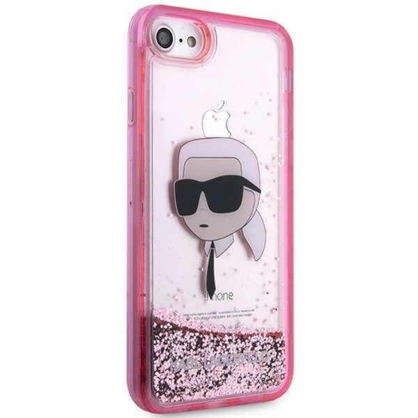 Karl Lagerfeld iPhone 7/8/SE (2020/2022) Skal Liquid Glitter Head - Rosa