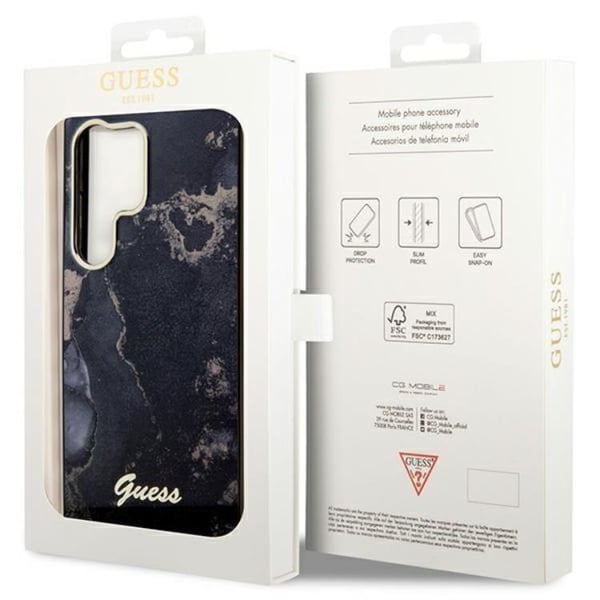 Guess Mobilskal till Galaxy S23 Ultra Golden Marble Collection - Svart