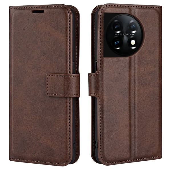 OnePlus 11 5G Lompakkokotelo Vasikkanahkakuvioinen Flip - Kahvi