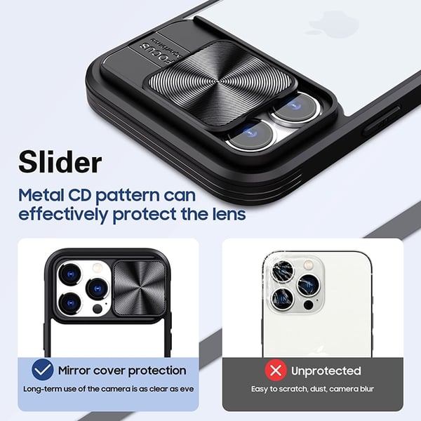 Mobilskal till iPhone 14 360 Kamera Slider - Svart