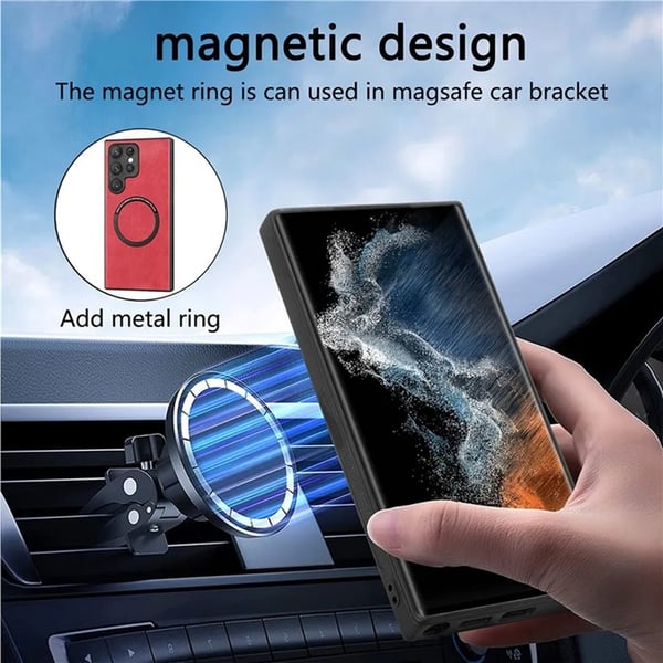 Mobilskal till Galaxy S23 Ultra Magsafe PU-Läder - Gul