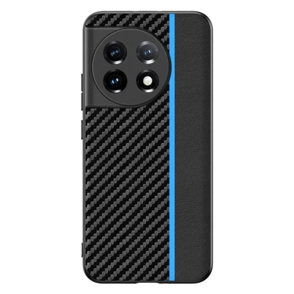 Mobilskal till OnePlus 11 5G Carbon Fiber PU-Läder - Blå