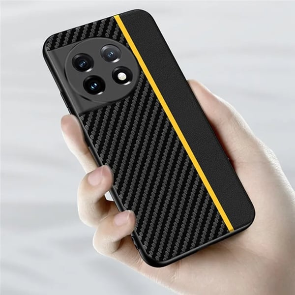 Mobilskal till OnePlus 11 5G Carbon Fiber PU-Läder - Blå