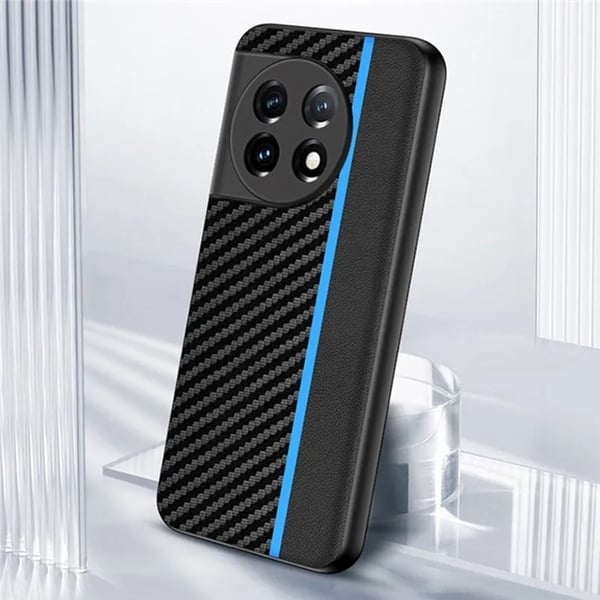 Mobilskal till OnePlus 11 5G Carbon Fiber PU-Läder - Grön