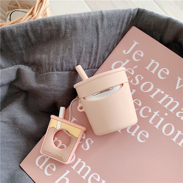 AirPods 1/2 Skal Boba Milk Tea Silikon - Beige