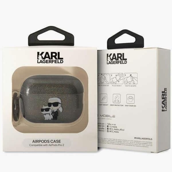 Karl Lagerfeld Airpods Pro 2 Taske Glitter Karl&Choupette Sort