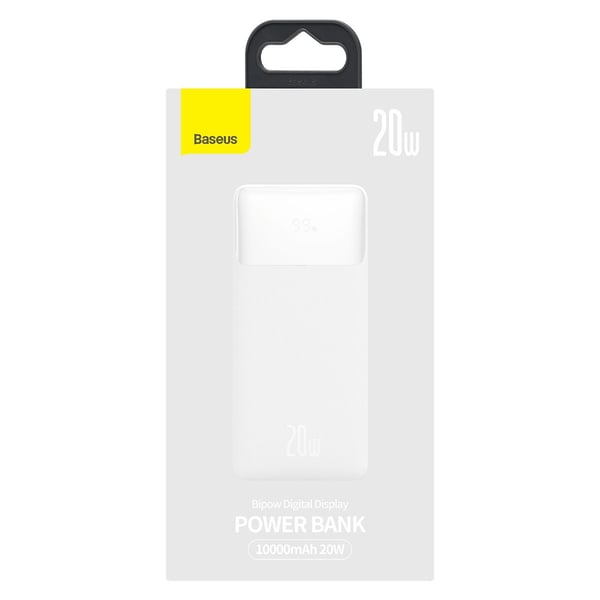 Baseus Powerbank 10000 mAh 20W Bipow + Micro-USB Kabel - Hvid