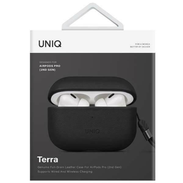 Uniq Airpods Pro 2 Skal Äkta Läder Terra - Svart