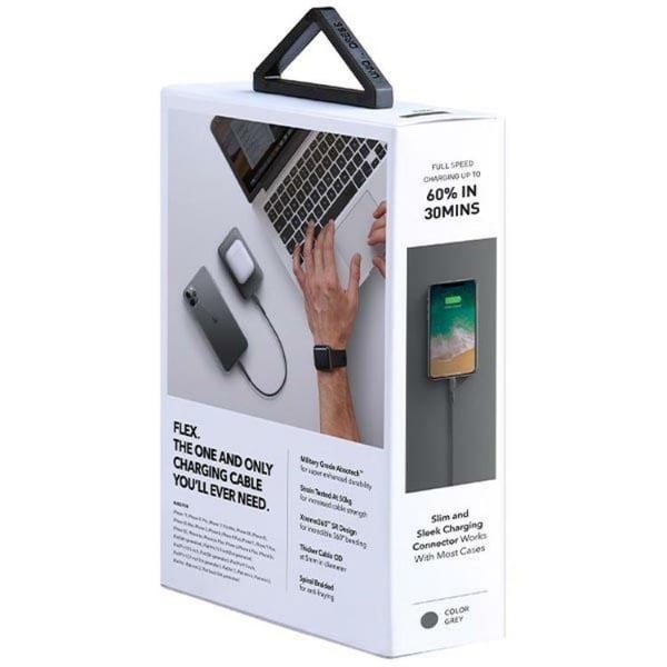 Uniq USB-C till Lightning kabel Flex Nylon 0.3m 18w - Svart