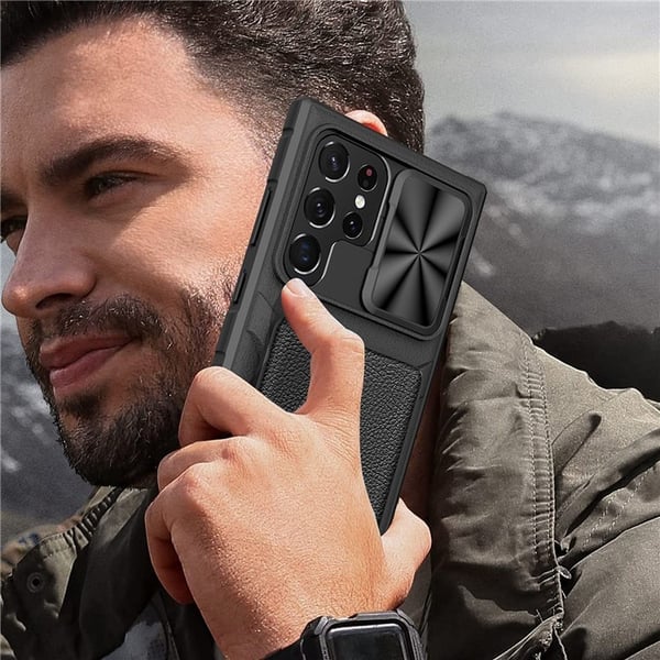 Mobilcover til Galaxy S23 Plus Kortholder Kamera Slider - Sort