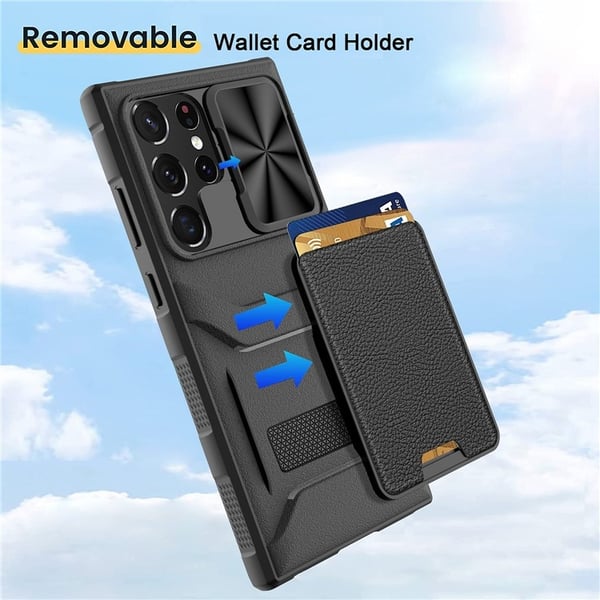 Mobilcover til Galaxy S23 Plus Kortholder Kamera Slider - Sort