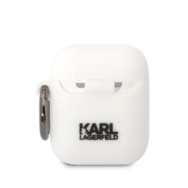 KARL LAGERFELD AirPods 1/2 Kuori Silikoni Karl Head 3D - Valkoinen