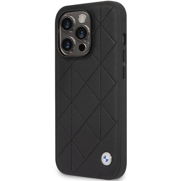 BMW Mobilskal till iPhone 14 Pro Läder Quilted- Svart
